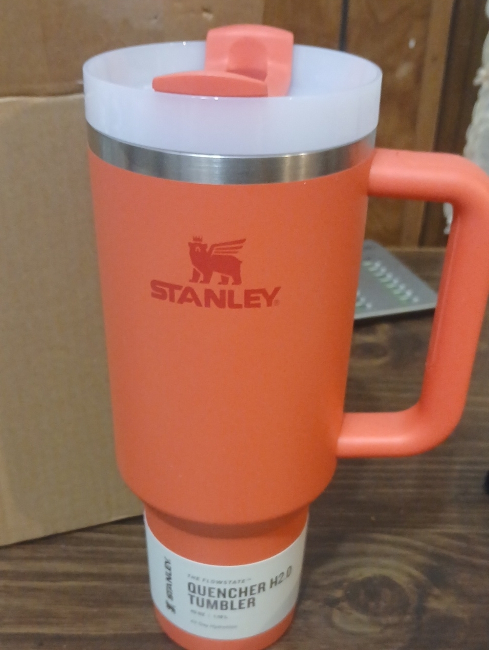 Stanley Coral-Orange Insulated Travel Mug with Handle 40 Oz. NEW
